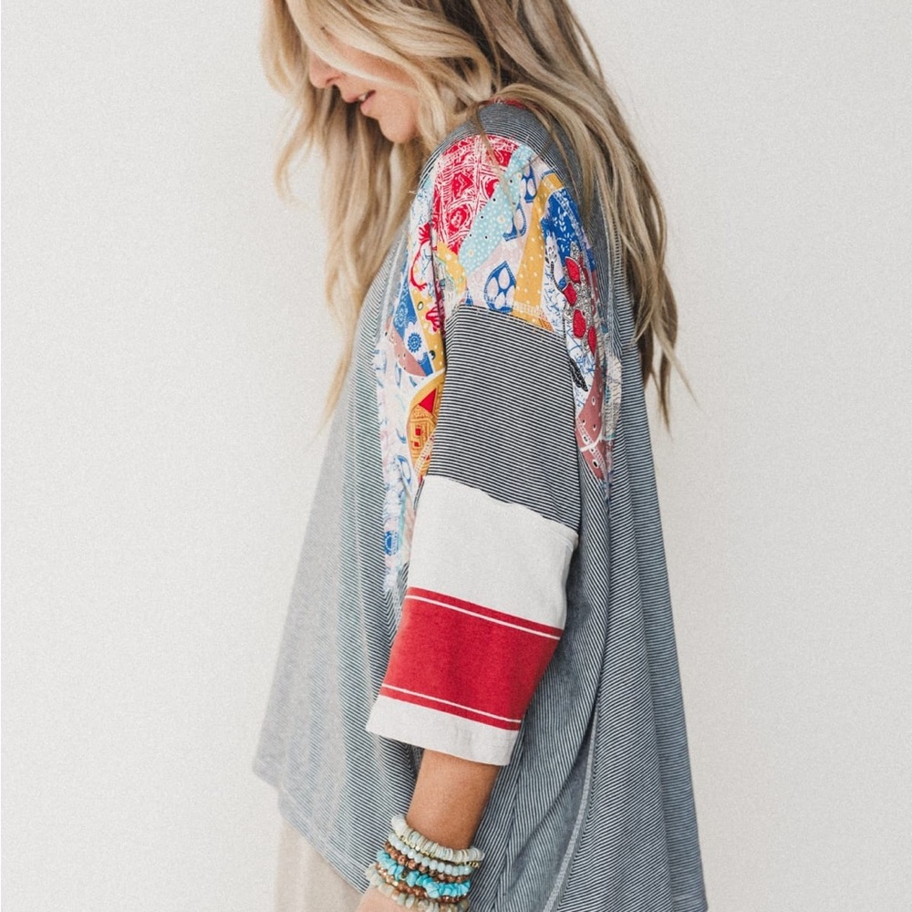 Patchwork Oversized Long Sleeve Top Boho Bohemian… - image 11